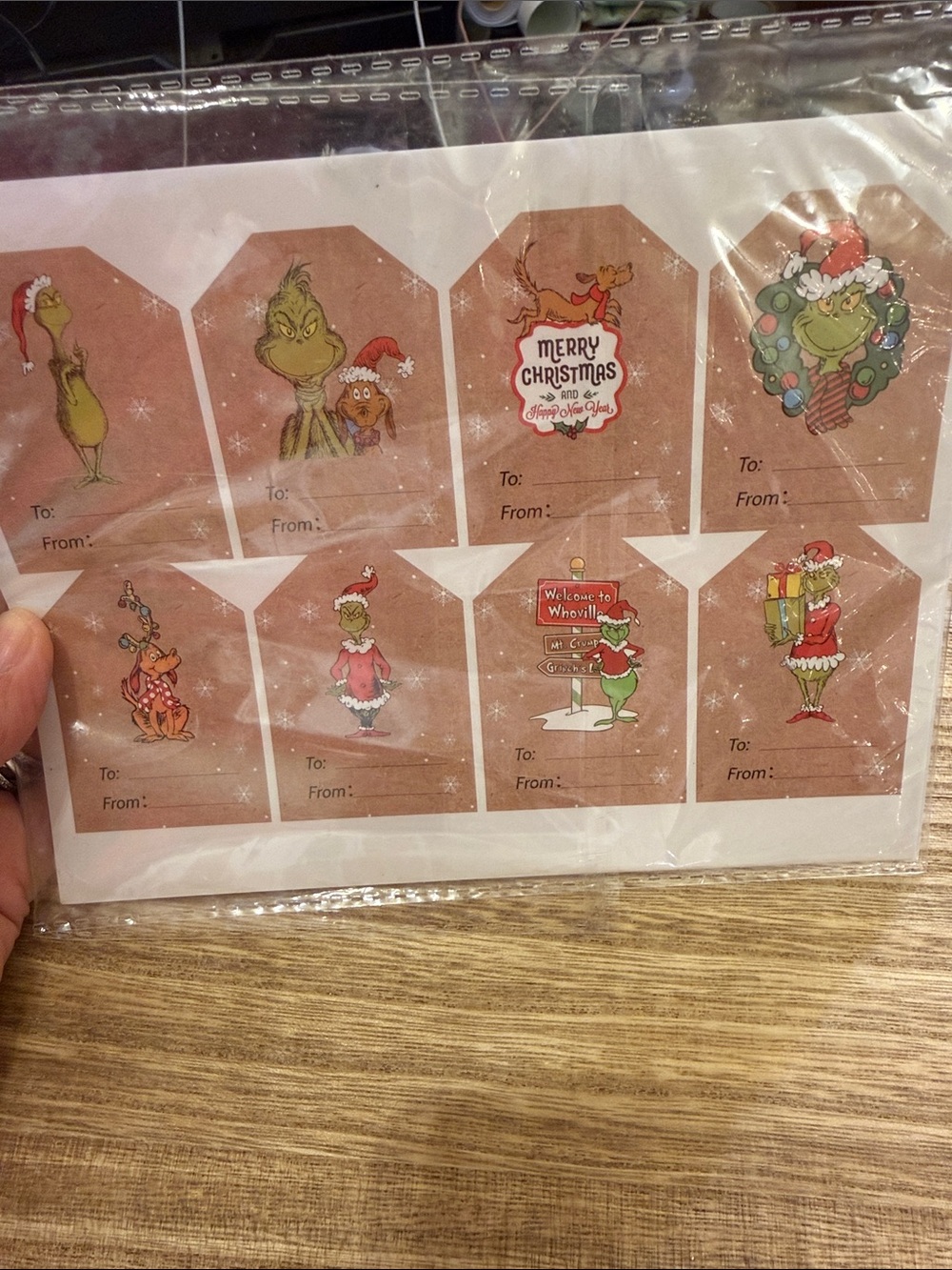 Dr. Seuss Grinch Brown Christmas Gift Tags - 128 Pack